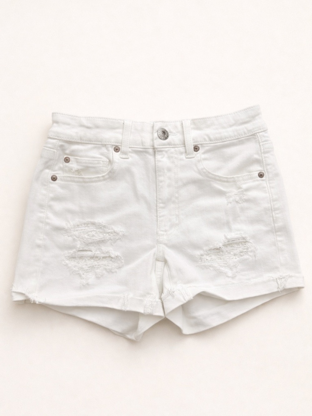 American Eagle -  Next Level Stretch - White Distressed Denim Women’s Shorts